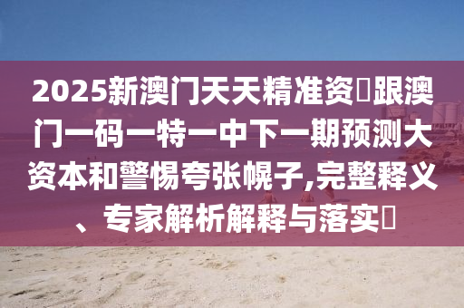 2025新澳門天天精準資枓跟澳門一碼一特一中下一期預(yù)測大資本和警惕夸張幌子,完整釋義、專家解析解釋與落實?
