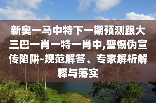 新奧一馬中特下一期預測跟大三巴一肖一特一肖中,警惕偽宣傳陷阱-規(guī)范解答、專家解析解釋與落實