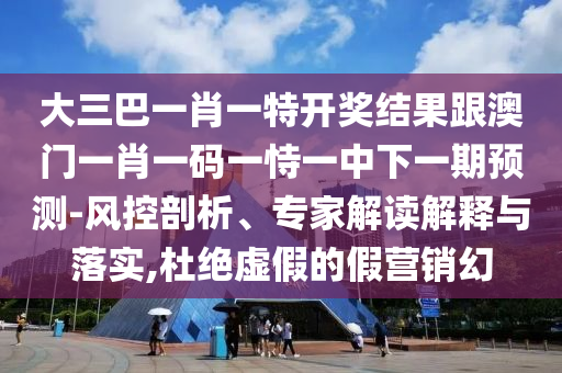 大三巴一肖一特開獎結(jié)果跟澳門一肖一碼一恃一中下一期預測-風控剖析、專家解讀解釋與落實,杜絕虛假的假營銷幻