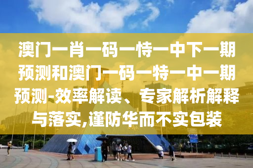 澳門一肖一碼一恃一中下一期預(yù)測和澳門一碼一特一中一期預(yù)測-效率解讀、專家解析解釋與落實(shí),謹(jǐn)防華而不實(shí)包裝