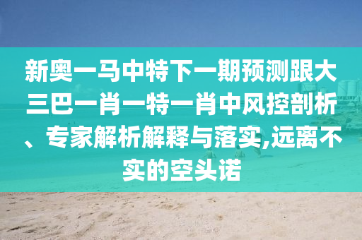 新奧一馬中特下一期預(yù)測(cè)跟大三巴一肖一特一肖中風(fēng)控剖析、專家解析解釋與落實(shí),遠(yuǎn)離不實(shí)的空頭諾
