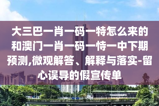 大三巴一肖一碼一特怎么來的和澳門一肖一碼一恃一中下期預測,微觀解答、解釋與落實-留心誤導的假宣傳單