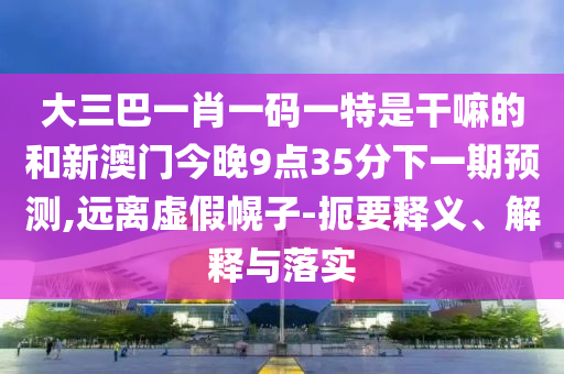 大三巴一肖一碼一特是干嘛的和新澳門今晚9點35分下一期預測,遠離虛假幌子-扼要釋義、解釋與落實