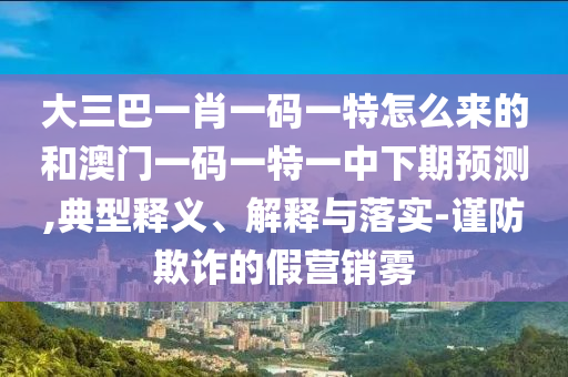 大三巴一肖一碼一特怎么來的和澳門一碼一特一中下期預(yù)測,典型釋義、解釋與落實-謹防欺詐的假營銷霧