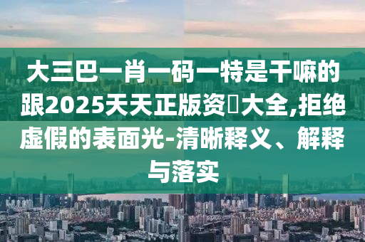 大三巴一肖一碼一特是干嘛的跟2025天天正版資枓大全,拒絕虛假的表面光-清晰釋義、解釋與落實