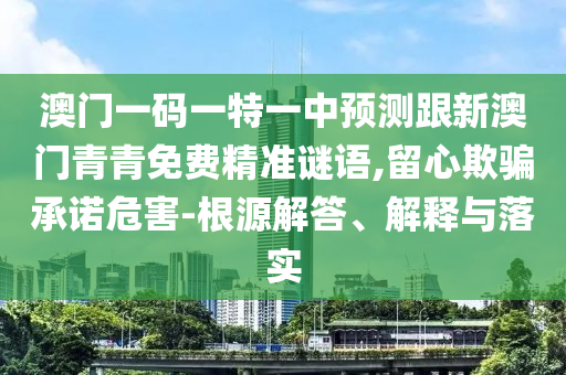 澳門一碼一特一中預測跟新澳門青青免費精準謎語,留心欺騙承諾危害-根源解答、解釋與落實