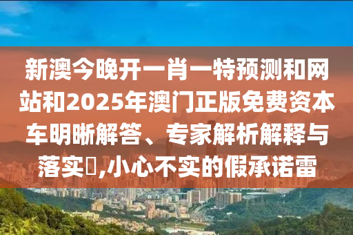 新澳今晚開一肖一特預(yù)測和網(wǎng)站和2025年澳門正版免費資本車明晰解答、專家解析解釋與落實?,小心不實的假承諾雷