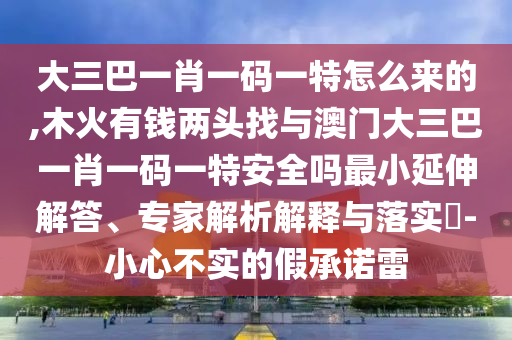 大三巴一肖一碼一特怎么來(lái)的,木火有錢兩頭找與澳門大三巴一肖一碼一特安全嗎最小延伸解答、專家解析解釋與落實(shí)?-小心不實(shí)的假承諾雷