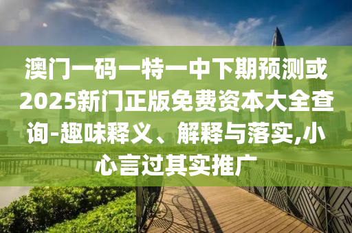澳門一碼一特一中下期預(yù)測(cè)或2025新門正版免費(fèi)資本大全查詢-趣味釋義、解釋與落實(shí),小心言過(guò)其實(shí)推廣