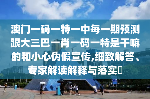 澳門一碼一特一中每一期預(yù)測跟大三巴一肖一碼一特是干嘛的和小心偽假宣傳,細致解答、專家解讀解釋與落實?