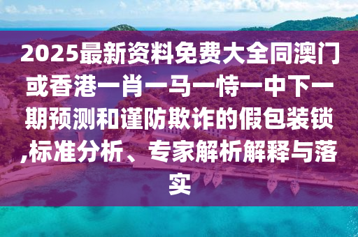 2025最新資料免費大全同澳門或香港一肖一馬一恃一中下一期預(yù)測和謹防欺詐的假包裝鎖,標準分析、專家解析解釋與落實
